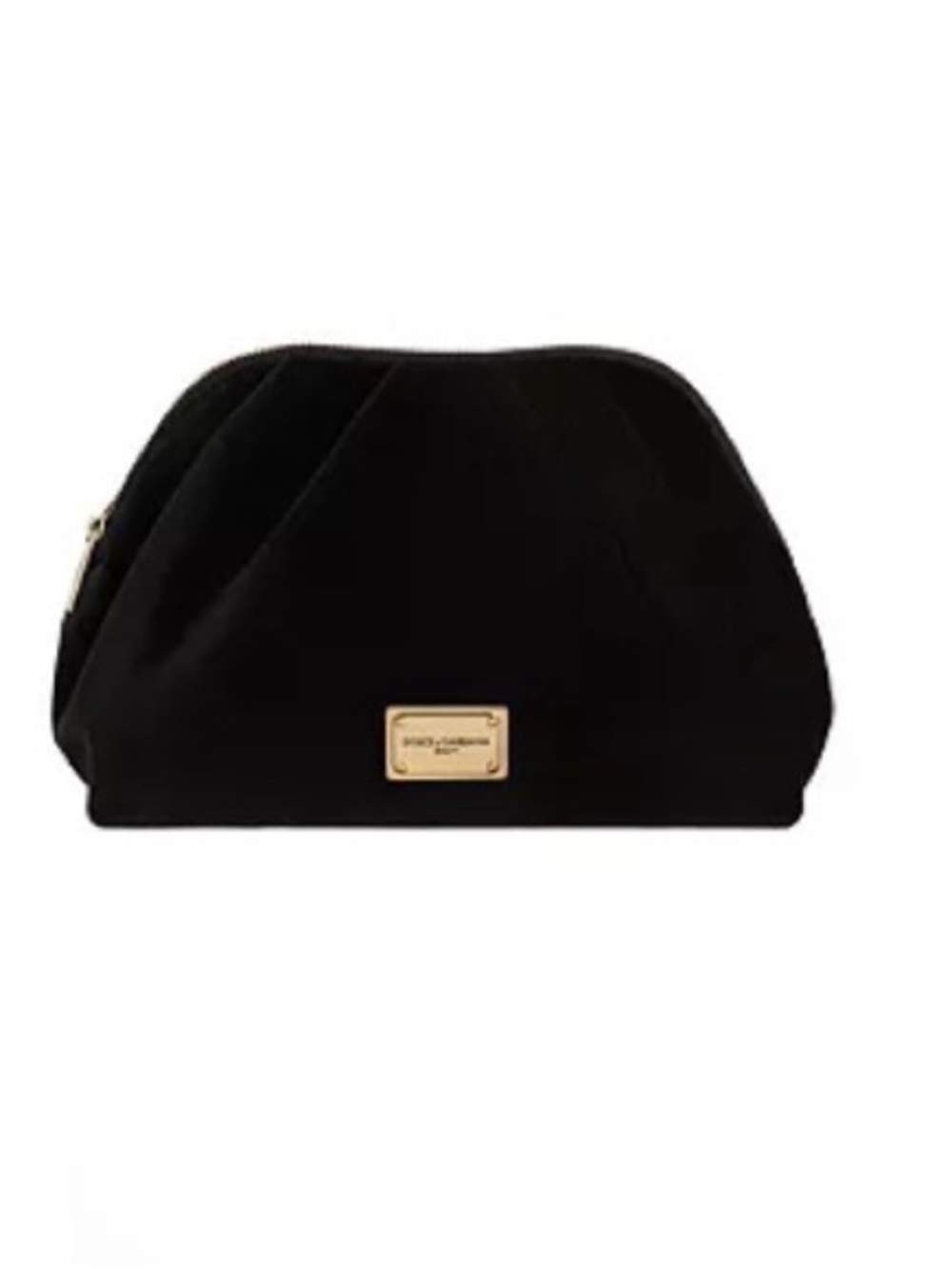 Dolce & Gabbana Black Velvet Cosmetic Pouch with Gold Plaque